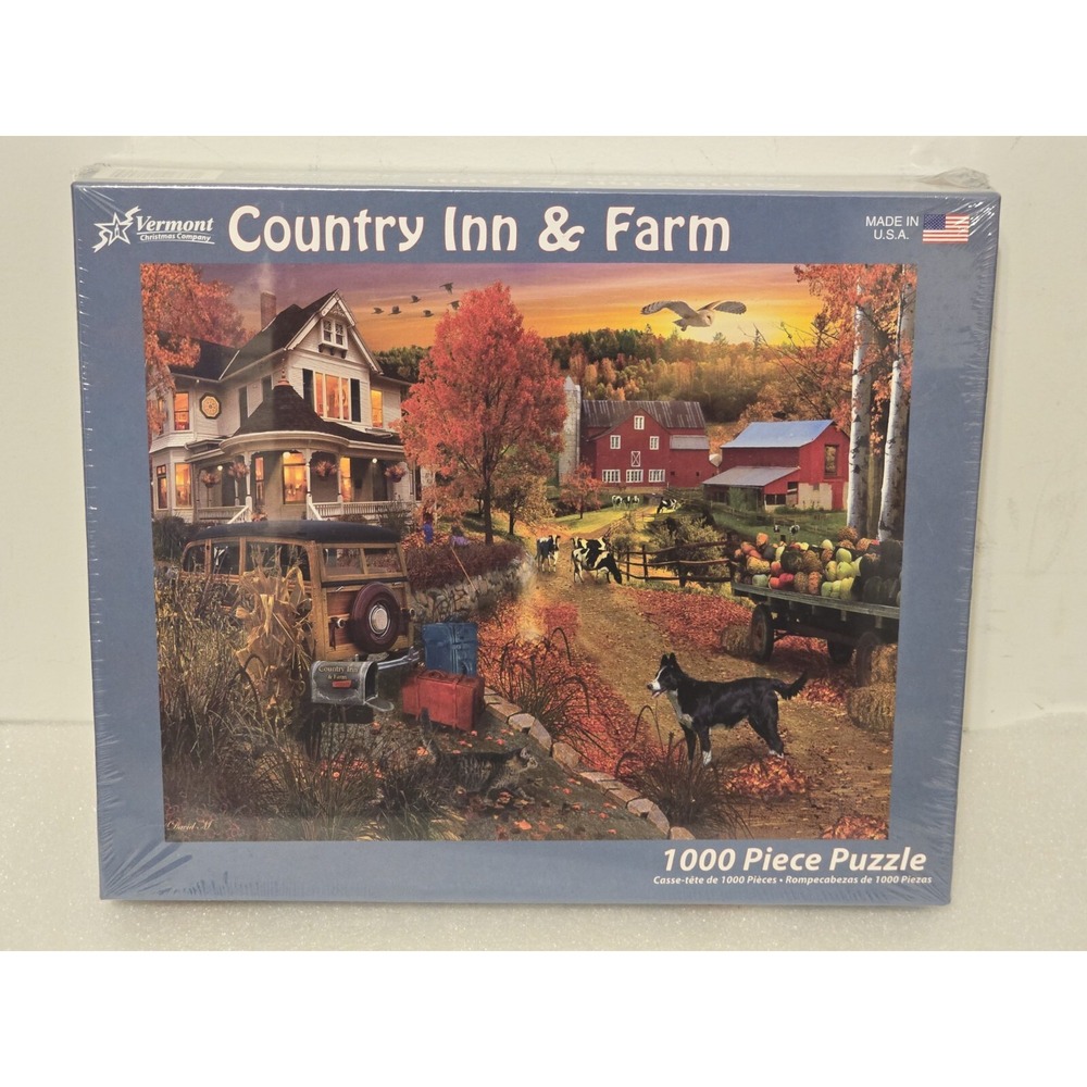 NEW COUNTRY INN & FARM 1000 PC Puzzle‎ Rare Scenic Colorful Vermont Christmas Co